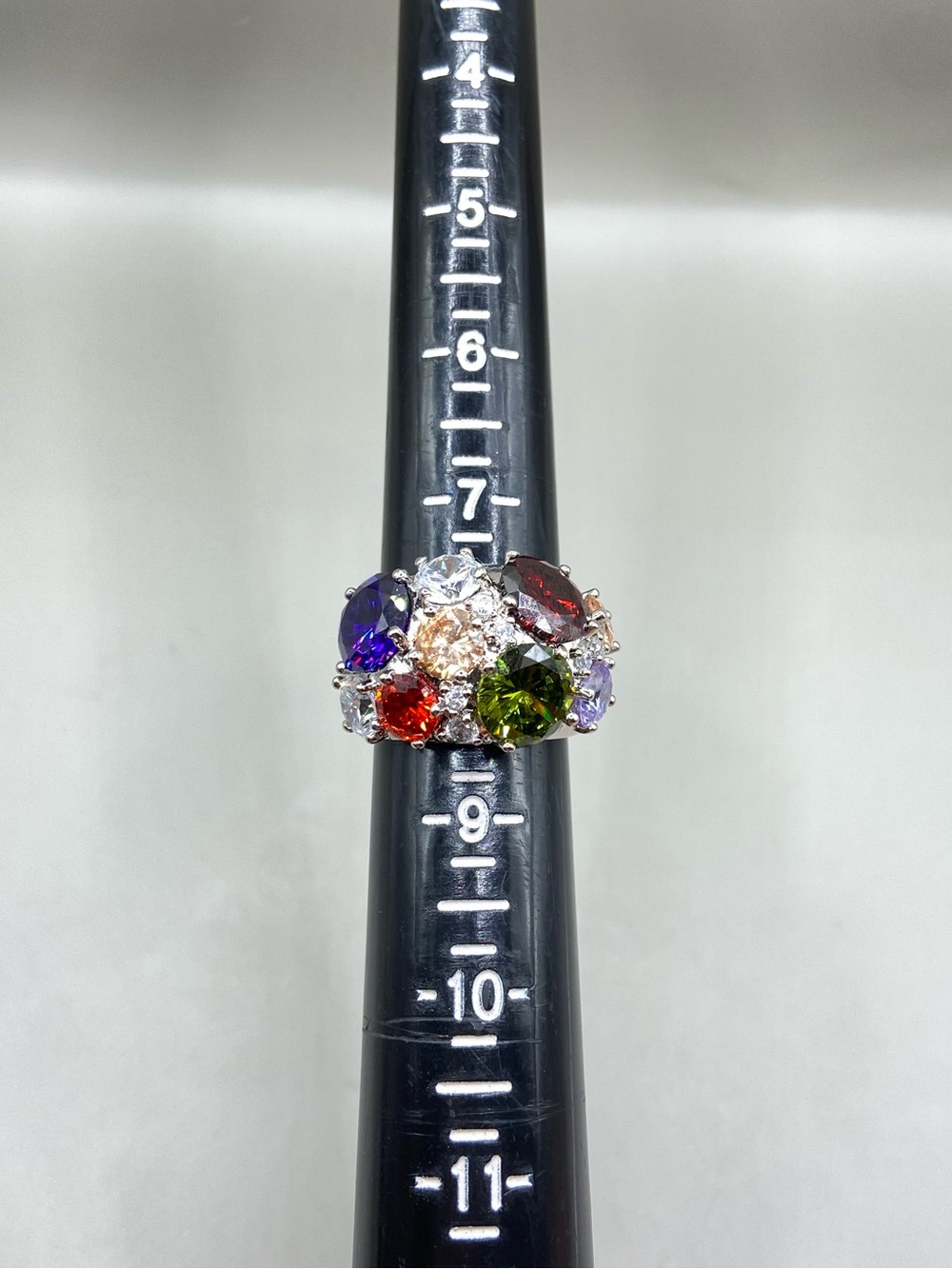 Vintage Natalia V Collister NVC Silver Tone Multicolor Gemstone Ring - Picture 8 of 8
